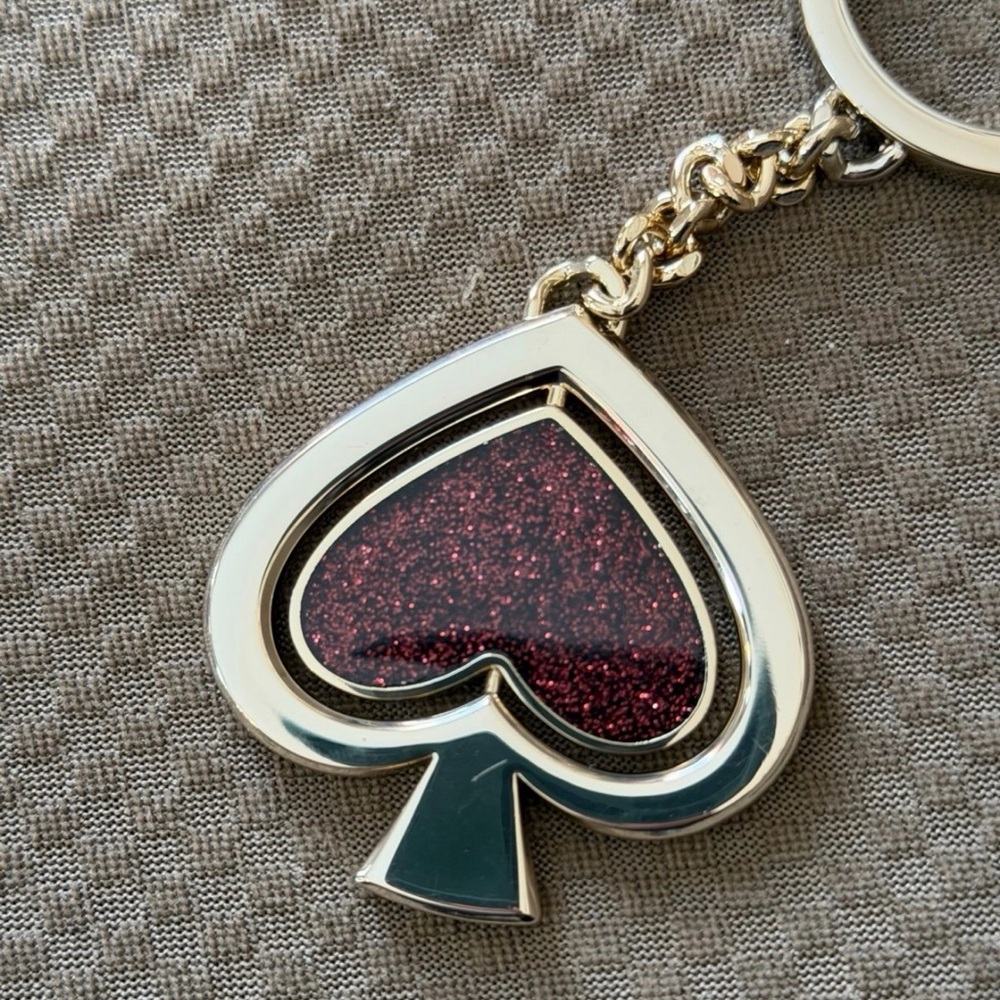 Kate Spade Keychain Bag Charm. Two-Sided Glitter Logo Bag Clip / Charm - Picture 6 of 6